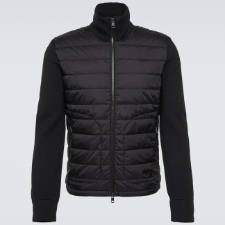 hurtowy luksus Moncler Wełniany kardigan Maglia w kolorze czarnym