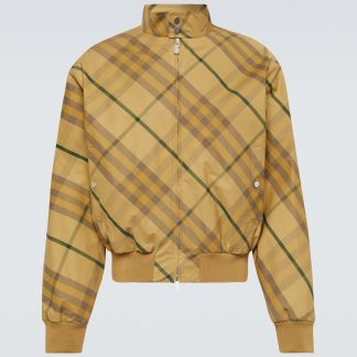 wysoka jakość luksusu Burberry Bawełniana kurtka bomber w kratę Burberry w kolorze żółtym