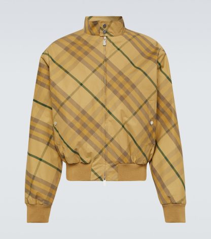 wysoka jakość luksusu Burberry Bawełniana kurtka bomber w kratę Burberry w kolorze żółtym